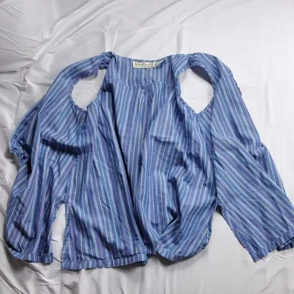 Sarah Bentley Vintage Striped Pearl Button Pleated Back Sleeveless Top - Picture 12 of 15